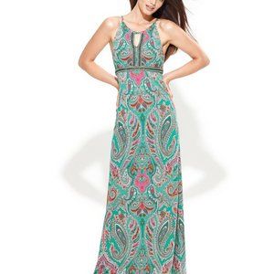 INC Sleeveless Slim Fitted Full Length Summer Dress Paisley Design